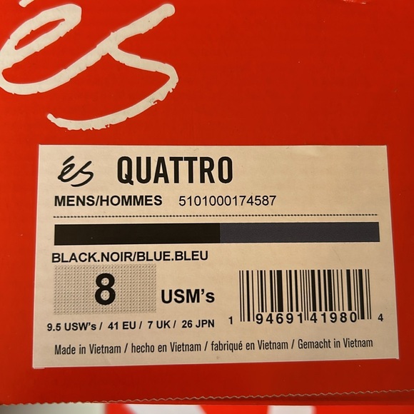 eS Quattro Skate shoes black/blue brand new in box - Picture 8 of 9